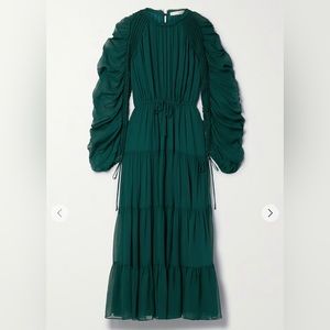 Noelle gathered silk midi dress